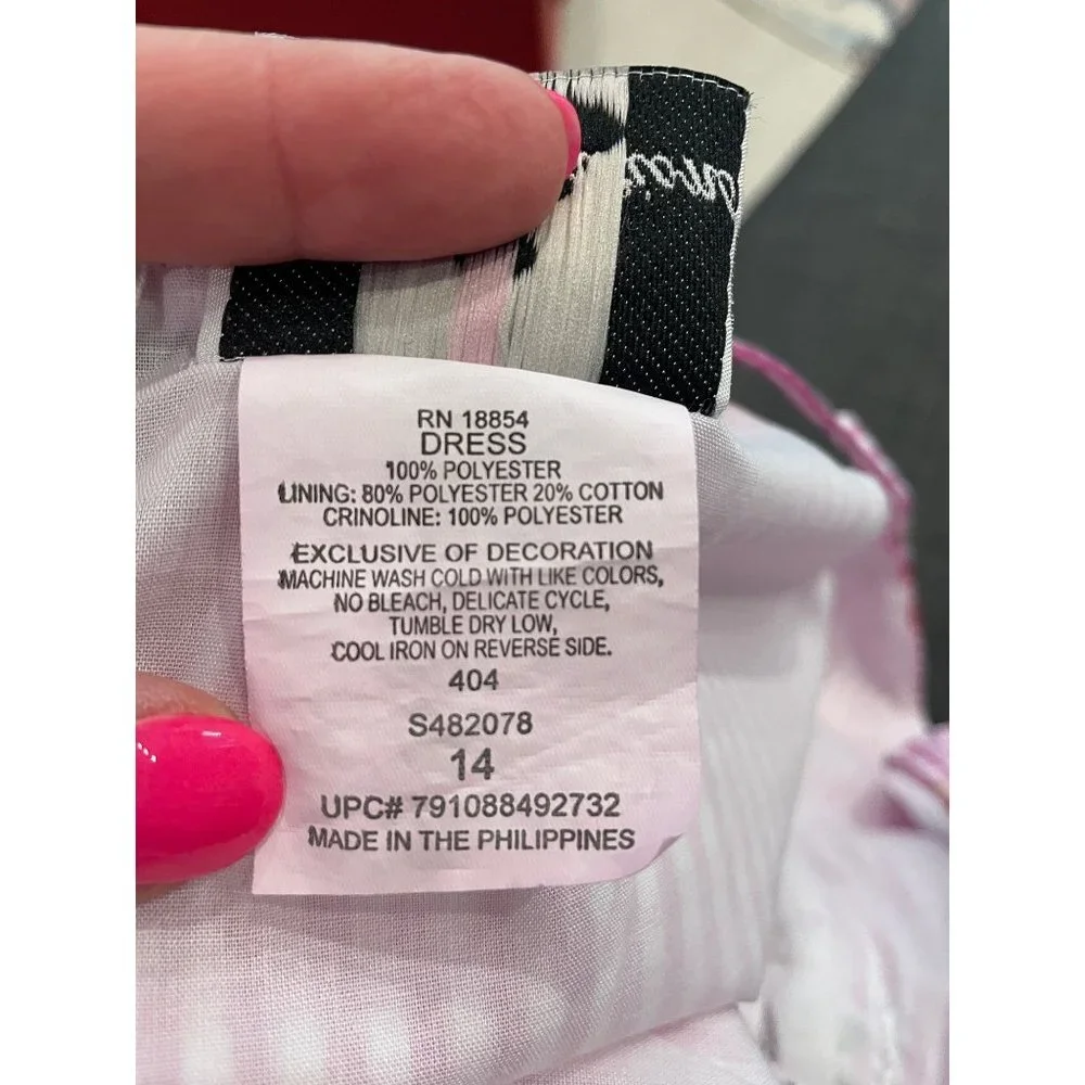 Vintage Y2K Rare Editions Pink White Gingham Fit and Flare Embroidered Dress - Picture 7 of 11